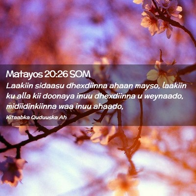Picture 02 - Matayos 20:26 SOM - Laakiin sidaasu dhexdiinna ahaan mayso, laakiin - Bible Verse Picture