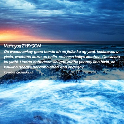 Picture 02 - Matayos 21:19 SOM - Oo wuxuu arkay geed berde ah oo jidka ku ag yaal, - Bible Verse Picture