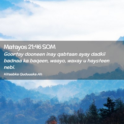 Picture 02 - Matayos 21:46 SOM - Goortay dooneen inay qabtaan ayay dadkii badnaa - Bible Verse Picture