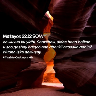 Picture 02 - Matayos 22:12 SOM - oo wuxuu ku yidhi, Saaxiibow, sidee baad halkan u - Bible Verse Picture