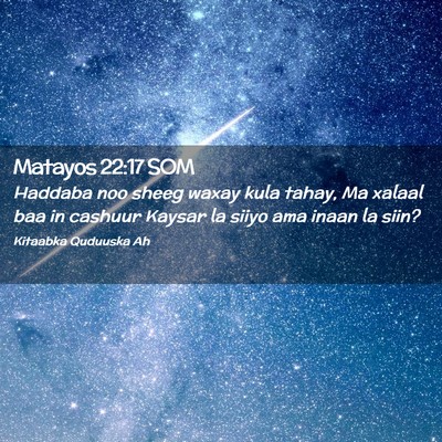 Picture 02 - Matayos 22:17 SOM - Haddaba noo sheeg waxay kula tahay, Ma xalaal baa - Bible Verse Picture