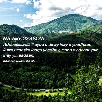 Picture 02 - Matayos 22:3 SOM - Addoommadiisii ayuu u diray inay u yeedhaan kuwa - Bible Verse Picture