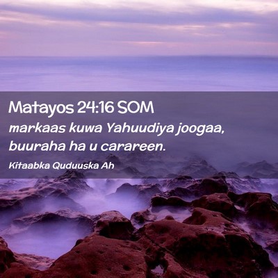 Picture 02 - Matayos 24:16 SOM - markaas kuwa Yahuudiya joogaa, buuraha ha u - Bible Verse Picture