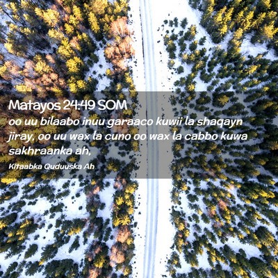 Picture 02 - Matayos 24:49 SOM - oo uu bilaabo inuu garaaco kuwii la shaqayn - Bible Verse Picture