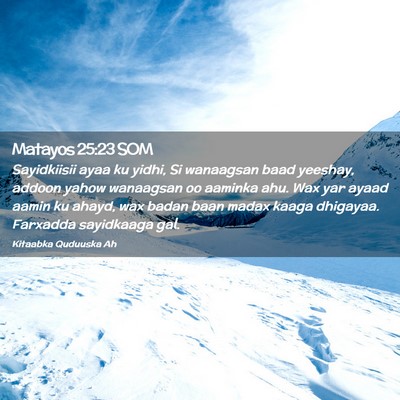 Picture 02 - Matayos 25:23 SOM - Sayidkiisii ayaa ku yidhi, Si wanaagsan baad - Bible Verse Picture