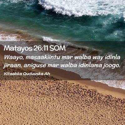 Picture 02 - Matayos 26:11 SOM - Waayo, masaakiintu mar walba way idinla jiraan, - Bible Verse Picture