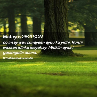 Picture 02 - Matayos 26:21 SOM - oo intay wax cunayeen ayuu ku yidhi, Runtii - Bible Verse Picture