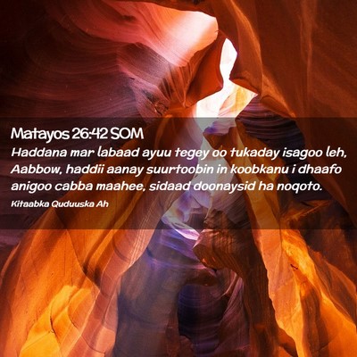 Picture 02 - Matayos 26:42 SOM - Haddana mar labaad ayuu tegey oo tukaday isagoo - Bible Verse Picture
