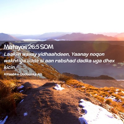 Picture 02 - Matayos 26:5 SOM - Laakiin waxay yidhaahdeen, Yaanay noqon wakhtiga - Bible Verse Picture