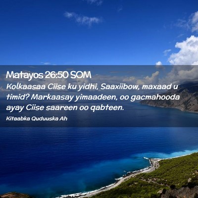 Picture 02 - Matayos 26:50 SOM - Kolkaasaa Ciise ku yidhi, Saaxiibow, maxaad u - Bible Verse Picture