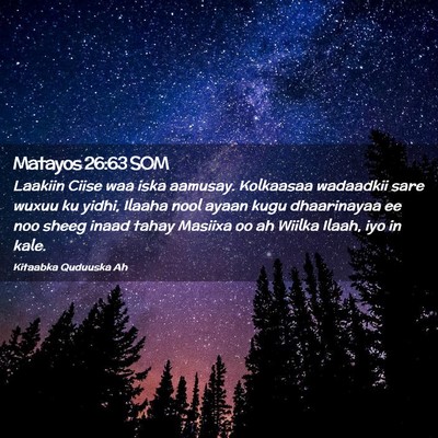 Picture 02 - Matayos 26:63 SOM - Laakiin Ciise waa iska aamusay. Kolkaasaa - Bible Verse Picture