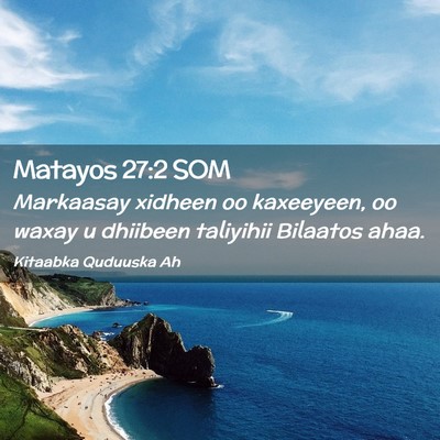 Picture 02 - Matayos 27:2 SOM - Markaasay xidheen oo kaxeeyeen, oo waxay u - Bible Verse Picture
