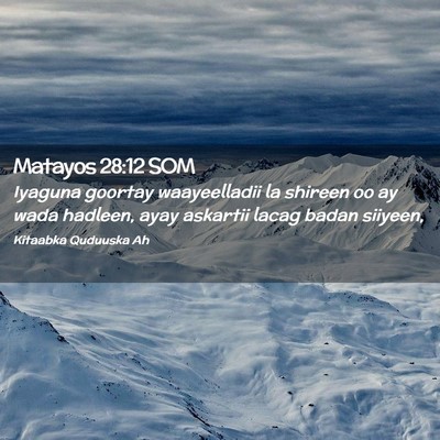Picture 02 - Matayos 28:12 SOM - Iyaguna goortay waayeelladii la shireen oo ay - Bible Verse Picture