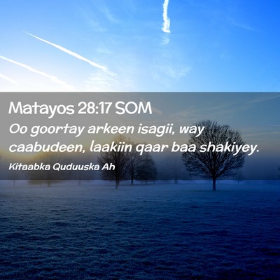 Picture 02 - Matayos 28:17 SOM - Oo goortay arkeen isagii, way caabudeen, laakiin - Bible Verse Picture