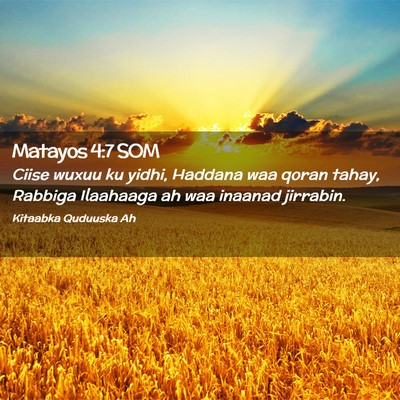 Picture 02 - Matayos 4:7 SOM - Ciise wuxuu ku yidhi, Haddana waa qoran tahay, - Bible Verse Picture
