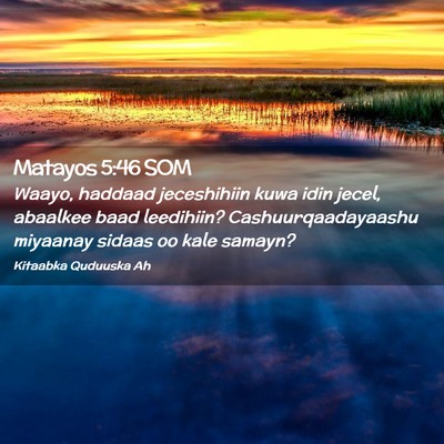 Picture 02 - Matayos 5:46 SOM - Waayo, haddaad jeceshihiin kuwa idin jecel, - Bible Verse Picture
