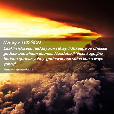 Picture 02 - Matayos 6:23 SOM - Laakiin ishaadu hadday xun tahay, jidhkaaga oo - Bible Verse Picture