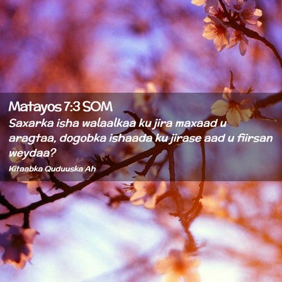Picture 02 - Matayos 7:3 SOM - Saxarka isha walaalkaa ku jira maxaad u aragtaa, - Bible Verse Picture