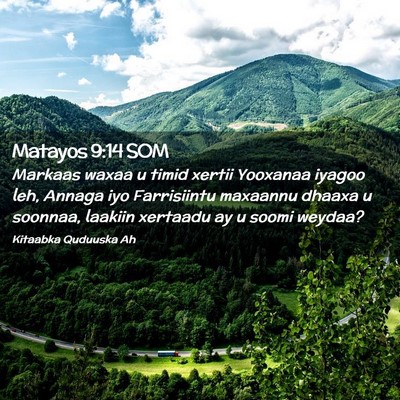 Picture 02 - Matayos 9:14 SOM - Markaas waxaa u timid xertii Yooxanaa iyagoo leh, - Bible Verse Picture