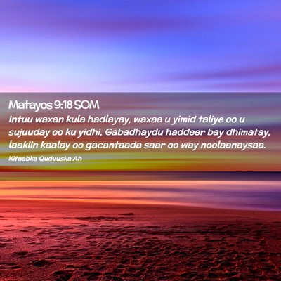 Picture 02 - Matayos 9:18 SOM - Intuu waxan kula hadlayay, waxaa u yimid taliye - Bible Verse Picture