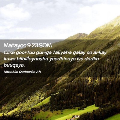 Picture 02 - Matayos 9:23 SOM - Ciise goortuu guriga taliyaha galay oo arkay kuwa - Bible Verse Picture