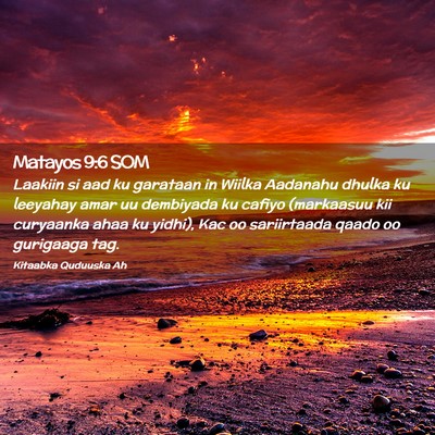 Picture 02 - Matayos 9:6 SOM - Laakiin si aad ku garataan in Wiilka Aadanahu - Bible Verse Picture