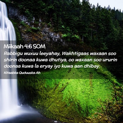 Picture 02 - Miikaah 4:6 SOM - Rabbigu wuxuu leeyahay, Wakhtigaas waxaan soo - Bible Verse Picture