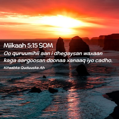Picture 02 - Miikaah 5:15 SOM - Oo quruumihii aan i dhegaysan waxaan kaga - Bible Verse Picture