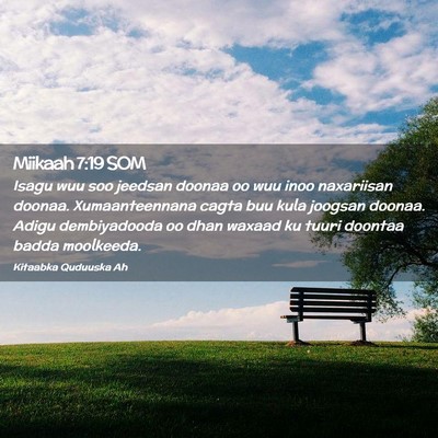 Picture 02 - Miikaah 7:19 SOM - Isagu wuu soo jeedsan doonaa oo wuu inoo - Bible Verse Picture