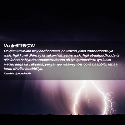 Picture 02 - Muujintii 11:18 SOM - Oo quruumihiina way cadhoodeen, oo waxaa yimid - Bible Verse Picture