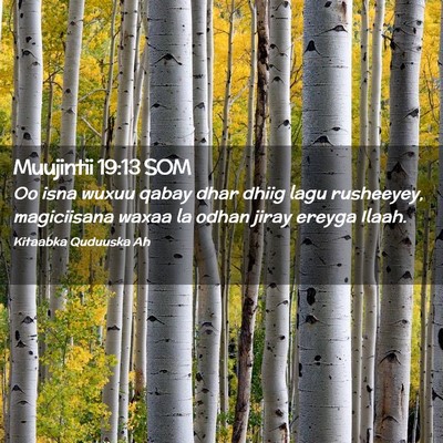 Picture 02 - Muujintii 19:13 SOM - Oo isna wuxuu qabay dhar dhiig lagu rusheeyey, - Bible Verse Picture