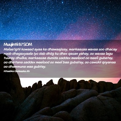 Picture 02 - Muujintii 8:7 SOM - Malaa'igtii kowaad ayaa ka dhawaajisay, markaasaa - Bible Verse Picture