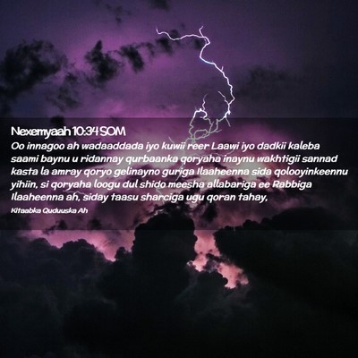 Picture 02 - Nexemyaah 10:34 SOM - Oo innagoo ah wadaaddada iyo kuwii reer Laawi iyo - Bible Verse Picture