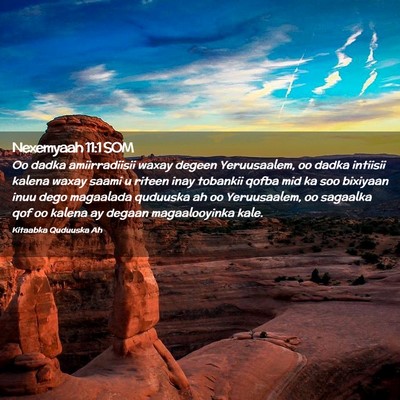 Picture 02 - Nexemyaah 11:1 SOM - Oo dadka amiirradiisii waxay degeen Yeruusaalem, - Bible Verse Picture