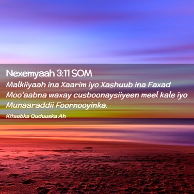 Picture 02 - Nexemyaah 3:11 SOM - Malkiiyaah ina Xaarim iyo Xashuub ina Faxad - Bible Verse Picture