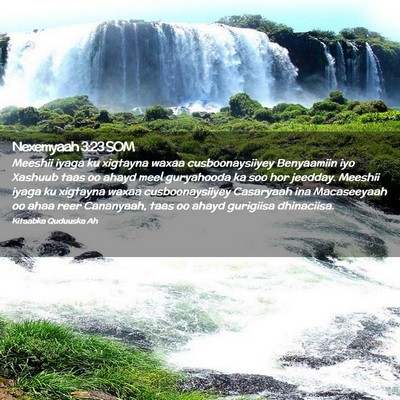 Picture 02 - Nexemyaah 3:23 SOM - Meeshii iyaga ku xigtayna waxaa cusboonaysiiyey - Bible Verse Picture