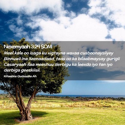 Picture 02 - Nexemyaah 3:24 SOM - Meel kale oo isaga ku xigtayna waxaa - Bible Verse Picture