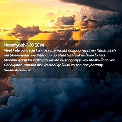 Picture 02 - Nexemyaah 3:30 SOM - Meel kale oo isaga ku xigtayna waxaa - Bible Verse Picture