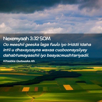 Picture 02 - Nexemyaah 3:32 SOM - Oo meeshii geeska laga fuulo iyo Iriddii Idaha - Bible Verse Picture