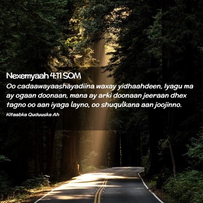 Picture 02 - Nexemyaah 4:11 SOM - Oo cadaawayaashayadiina waxay yidhaahdeen, Iyagu - Bible Verse Picture
