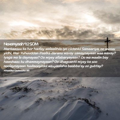Picture 02 - Nexemyaah 4:2 SOM - Markaasuu ka hor hadlay walaalihiis iyo ciidankii - Bible Verse Picture