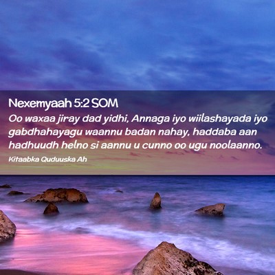 Picture 02 - Nexemyaah 5:2 SOM - Oo waxaa jiray dad yidhi, Annaga iyo wiilashayada - Bible Verse Picture