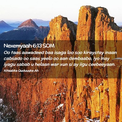 Picture 02 - Nexemyaah 6:13 SOM - Oo taas aawadeed baa isaga loo soo kiraystay - Bible Verse Picture
