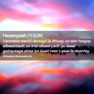 Picture 02 - Nexemyaah 7:1 SOM - Haddaba markii derbigii la dhisay, oo aan taagay - Bible Verse Picture
