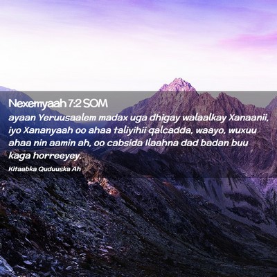 Picture 02 - Nexemyaah 7:2 SOM - ayaan Yeruusaalem madax uga dhigay walaalkay - Bible Verse Picture