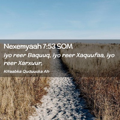 Picture 02 - Nexemyaah 7:53 SOM - iyo reer Baquuq, iyo reer Xaquufaa, iyo reer - Bible Verse Picture