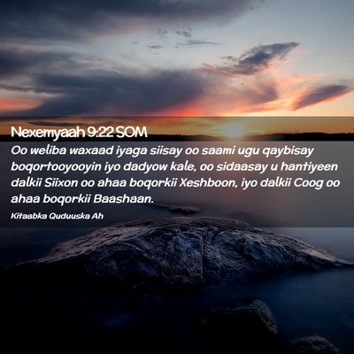 Picture 02 - Nexemyaah 9:22 SOM - Oo weliba waxaad iyaga siisay oo saami ugu - Bible Verse Picture