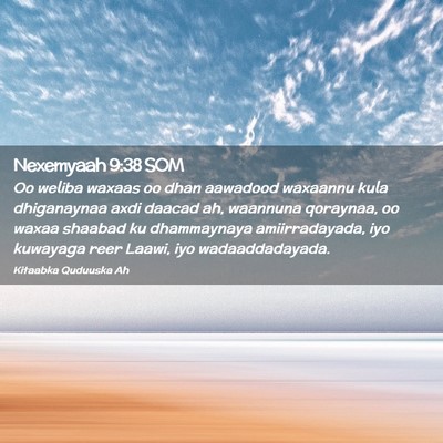 Picture 02 - Nexemyaah 9:38 SOM - Oo weliba waxaas oo dhan aawadood waxaannu kula - Bible Verse Picture