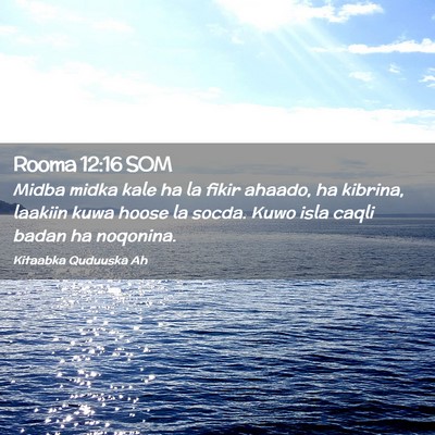 Picture 02 - Rooma 12:16 SOM - Midba midka kale ha la fikir ahaado, ha kibrina, - Bible Verse Picture
