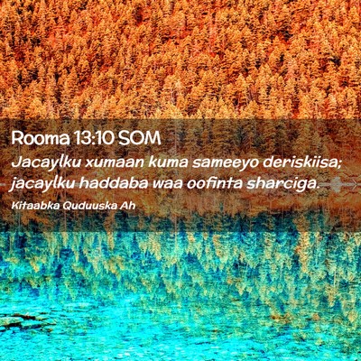 Picture 02 - Rooma 13:10 SOM - Jacaylku xumaan kuma sameeyo deriskiisa; jacaylku - Bible Verse Picture